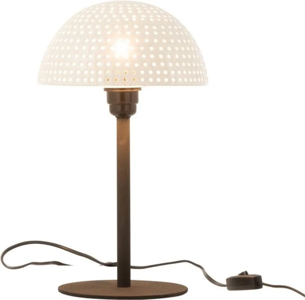 Lampe Champignon Métal Brillant J-Line Blanc et Noir Format Compact