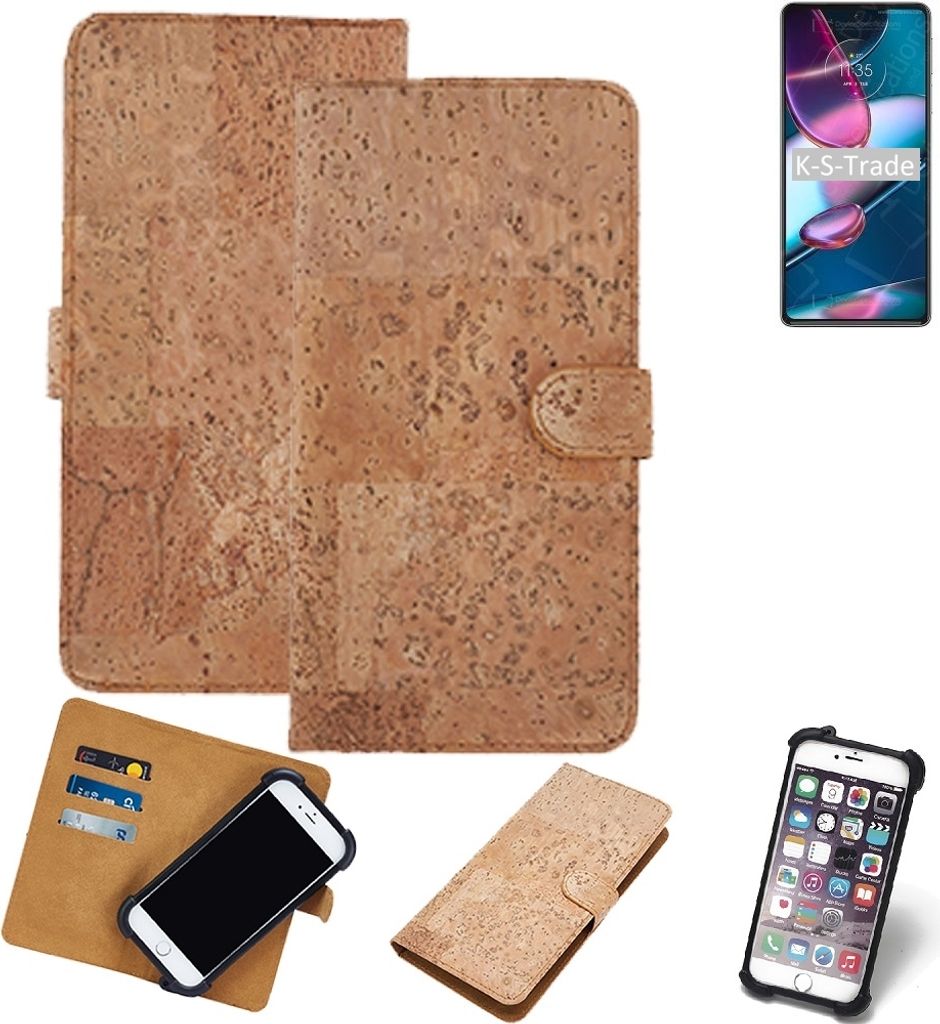 K-S-Trade Hülle kompatibel mit Motorola Edge Plus 2022 Kork Handyhülle Cover Schutzhülle TPU Case Bumper in Hellbraun, (1x)