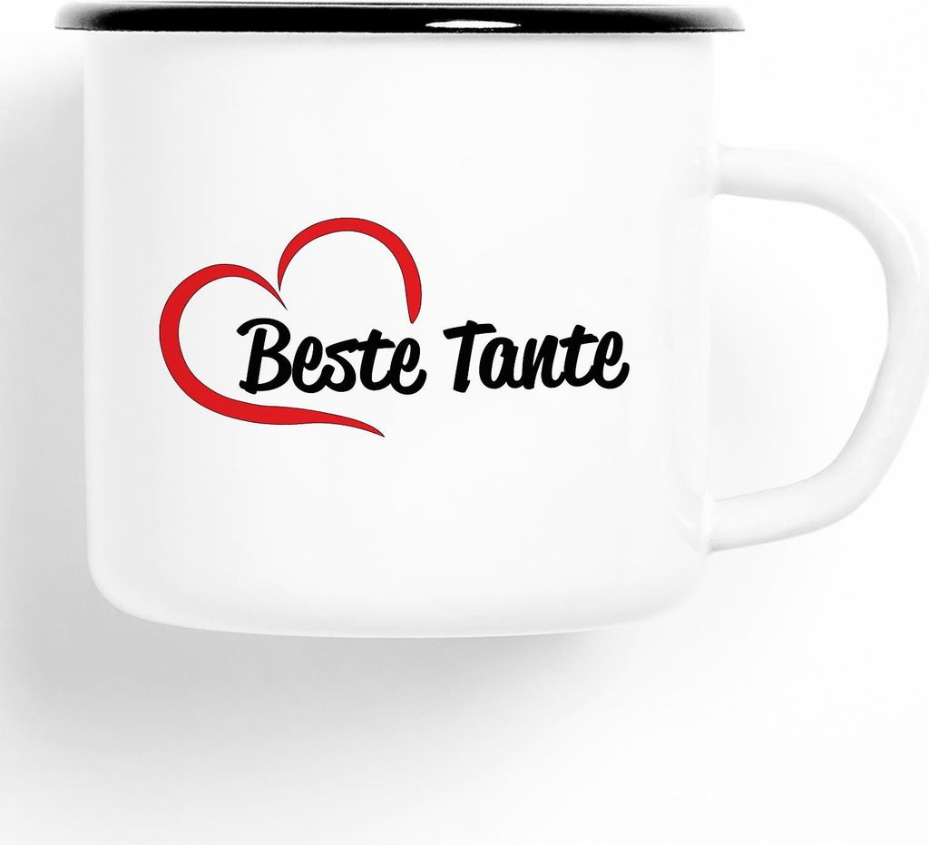 Huuraa Emaille Tasse Beste Tante Geschenk Kaffeebecher Vintage 300ml Beste Tante Präsent