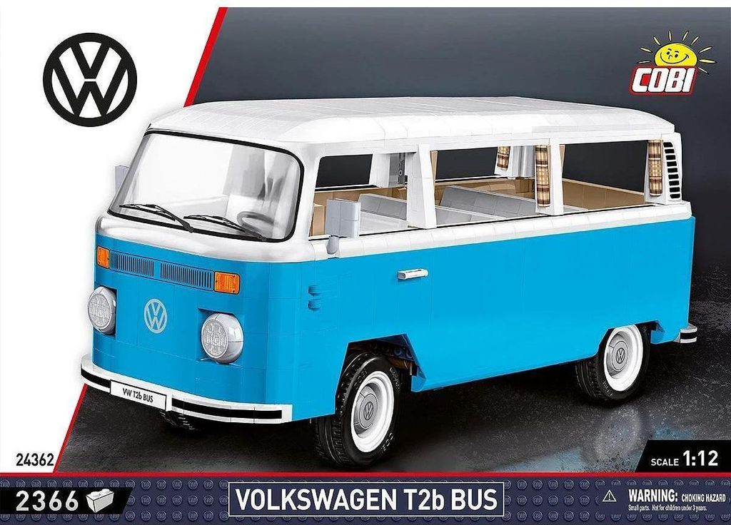 The image shows the packaging of a Cobi Volkswagen T2b Bus building set.