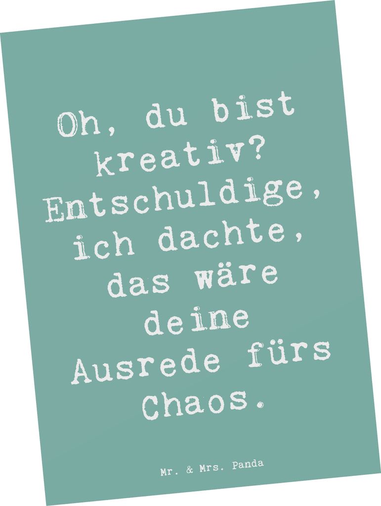 Mr. & Mrs. Panda Postkarte Spruch Kreatives Chaos - Produktbild 