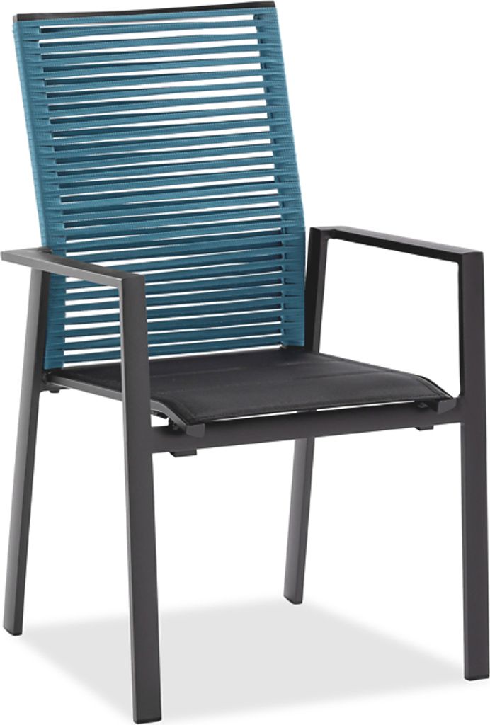 Gartenstuhl Cervox 61x65 Stoff Schwarz Kordel Blau Gestell Alu Anthrazit