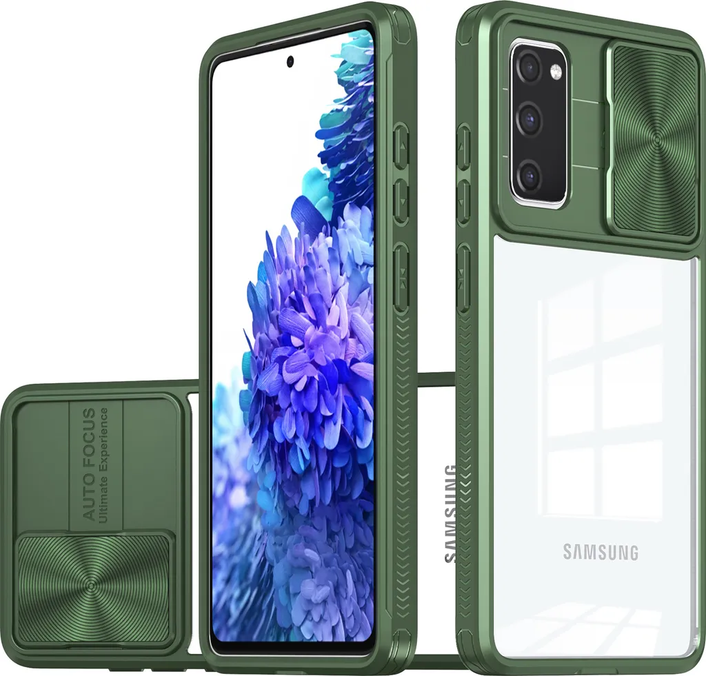Cover Ibrida S20 FE Verde - Custodia Antiurto Trasparente Slide Camera - 1