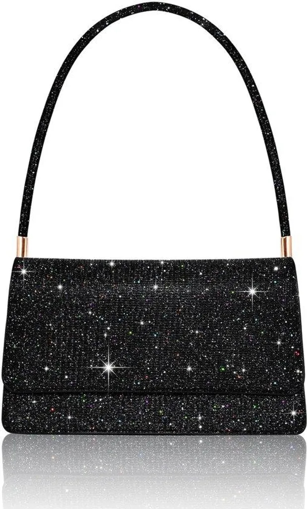 Accessoire de soirée noir pour mariage et cocktail avec 2 compartiments