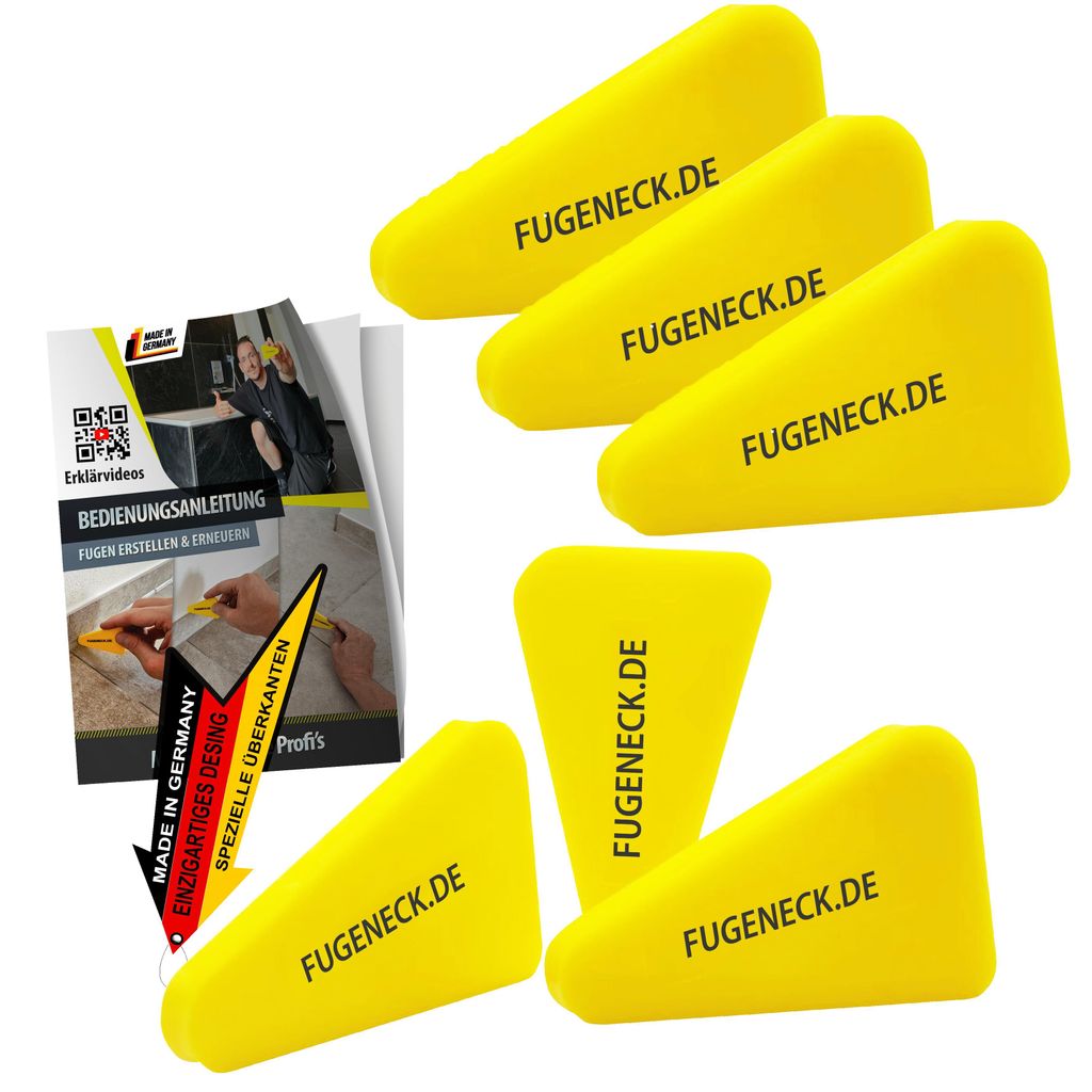 FUGENECK - Profi Fugenabzieher - einzigartiges Design mit speziellen Überkanten - 3 verschiedene Fugengrößen - Acryl und Silikon Werkzeug aus ...