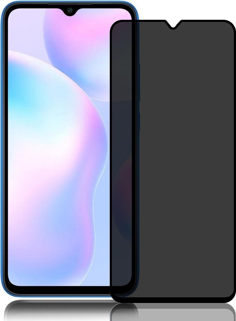 A smartphone screen protector is shown in front of a smartphone.
