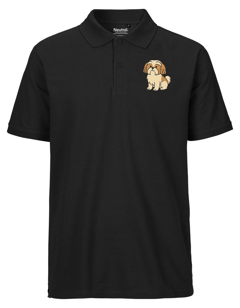 Huuraa Herren Polo Shirt Shih Tzu Comic Shishi M Black Bio Baumwolle Fairtrade Poloshirt Geschenkidee