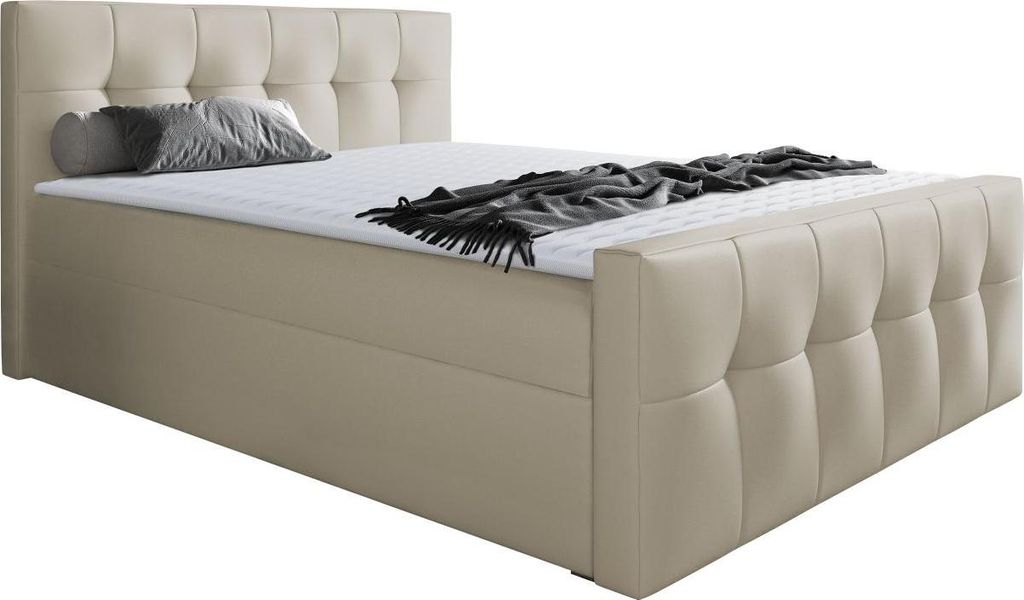 MIRJAN24 Boxspringbett Malibu, Bett mit zwei Bettkästen, Stilvoll Doppelbett (Farbe: Soft 033, Größe: 180 x 200 cm)