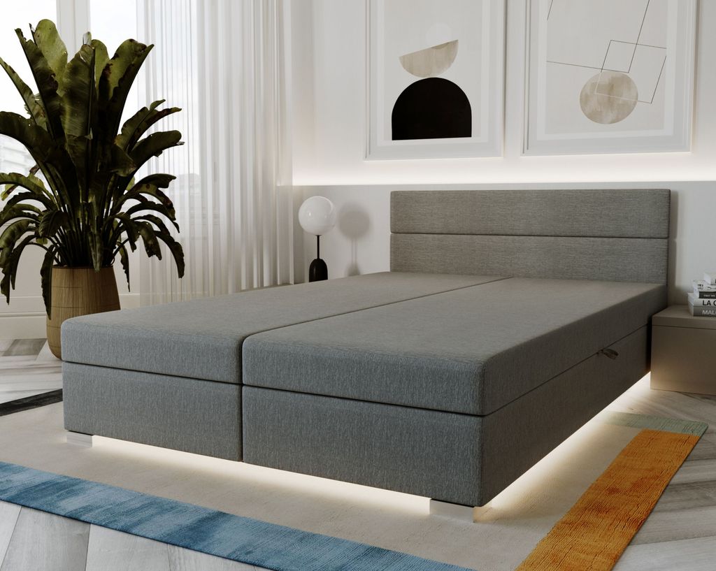Gepolstertes Doppelbett 140x200 ROSIE 17 - grau