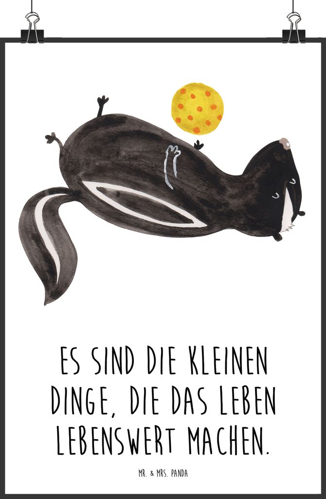 Mr. & Mrs. Panda Bild Stinktier Ball DIN A0 - Weiß - Geschenk, Wildtier, Plakat, Raubtier, wanddeko, Weisheit, Skunk, Posterdruck, Stinker, drucke...