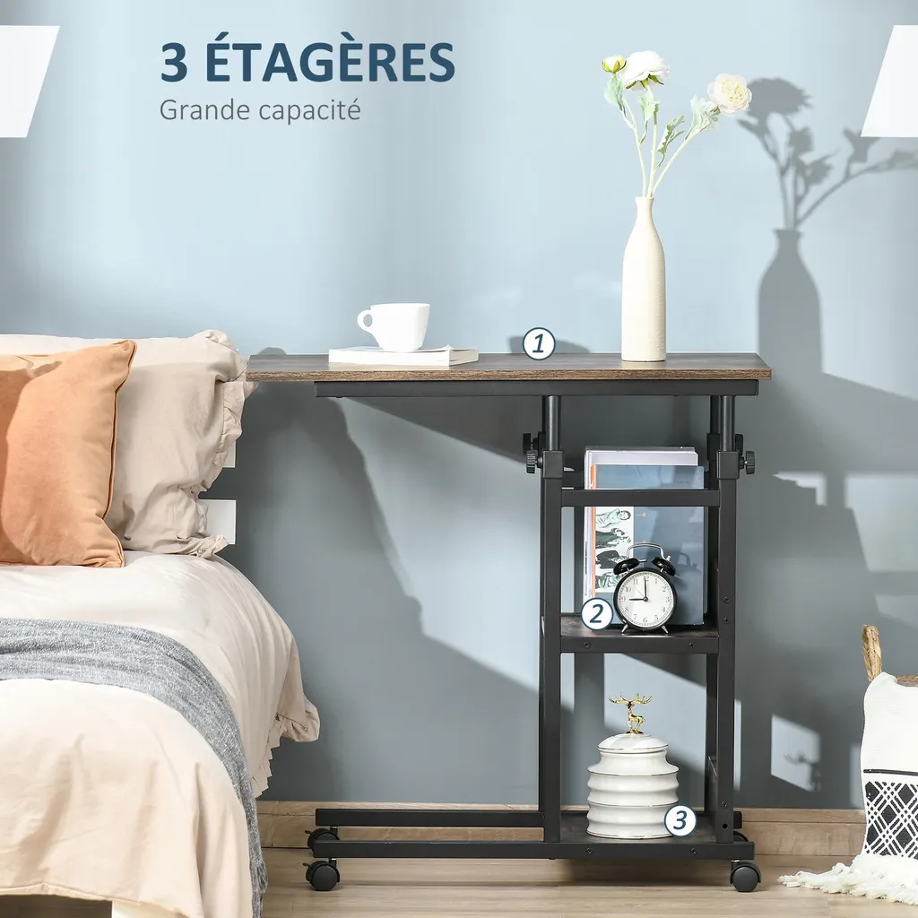 Table de lit HOMCOM à roulettes pour ordinateur portable cadre en métal