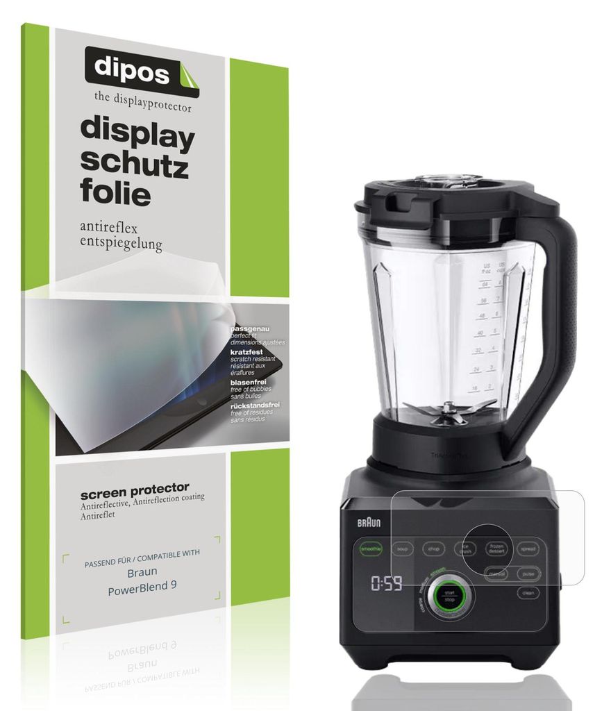 2x Schutzfolie für Braun PowerBlend 9 matt Displayschutzfolie Folie Display Schutz dipos