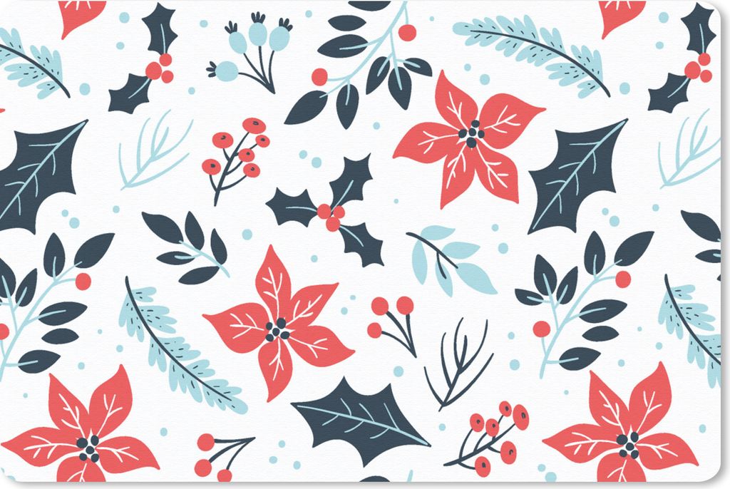 MuchoWow Mauspad Mousepad Winter - Blumen - Weihnachten - Muster 27x18 cm - Mousepads - Maus Mat - Pad - Mausunterlage - Büroartikel - Desk Matten