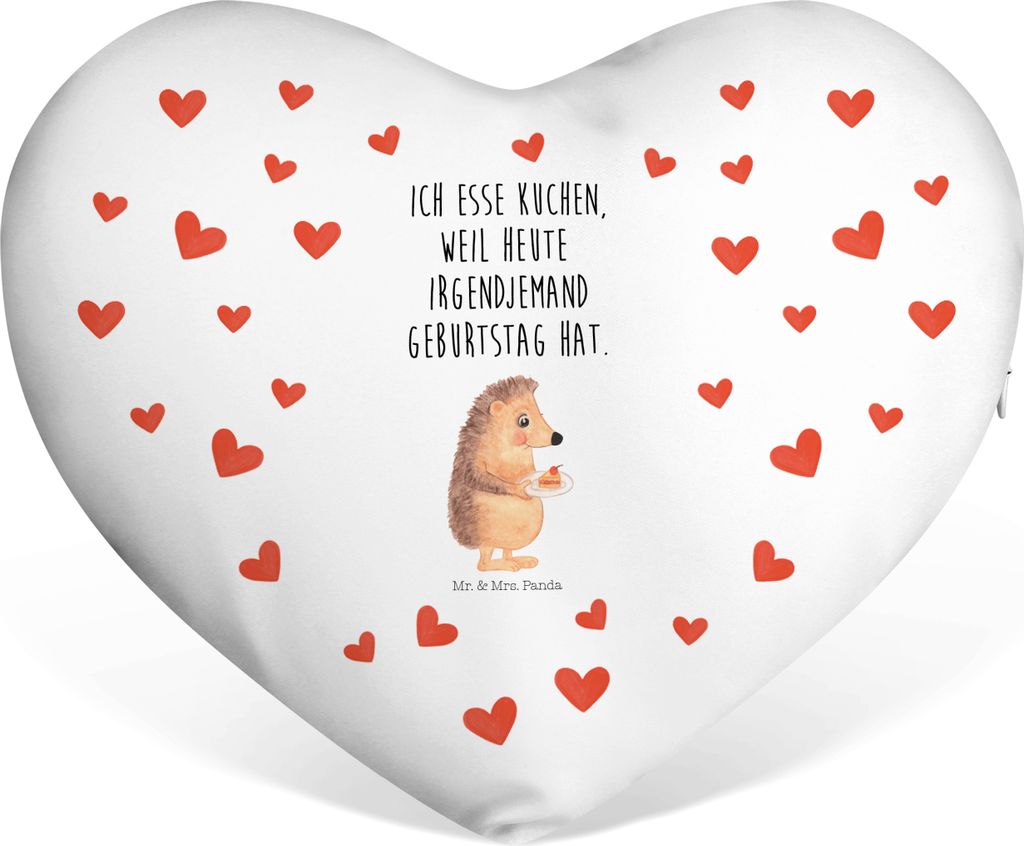 Mr. & Mrs. Panda Sofakissen Igel Kuchenstück - Weiß - Geschenk, Kuchen, Geburtstagskuchen, Backen, Kissen Herz, Dekokissen, Geschenkkissen, Kusch...