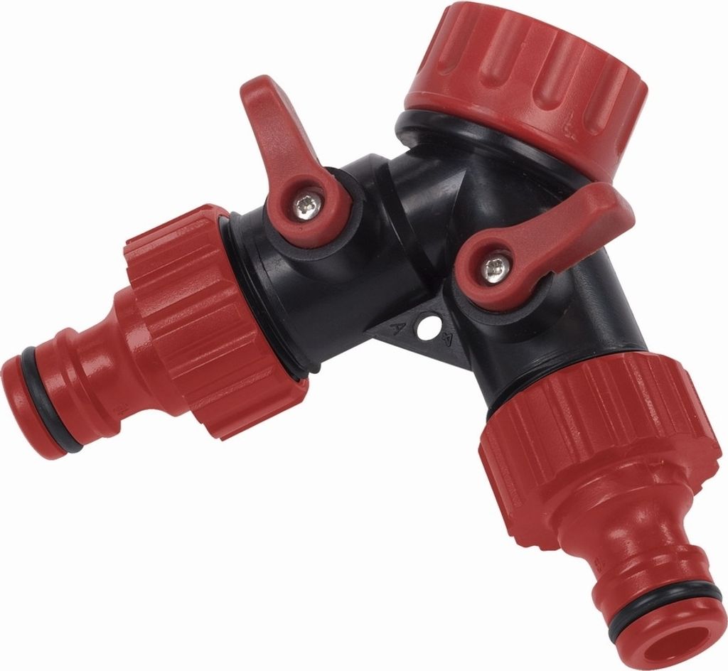 KREATOR Wasserhahn 2 Schlauchabgänge Gartenschlauch Produktbild 