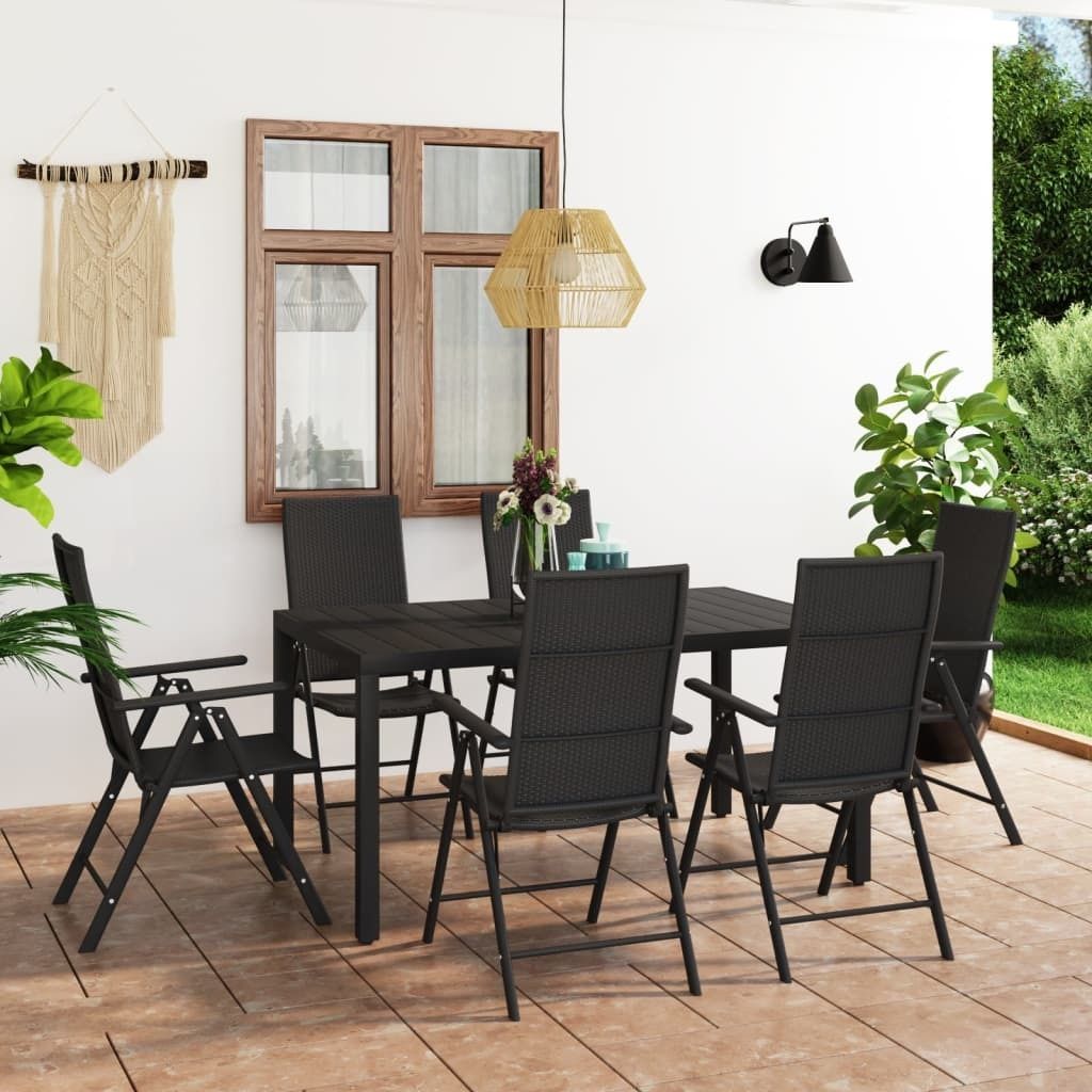 The Living Store 7-tlg. Garten-Essgruppe Schwarz