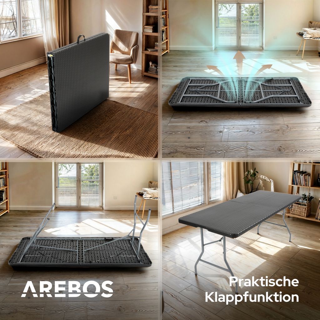 AREBOS Buffettisch zusammenklappbar 182 x 74 x 74 cm in Produktbild 3