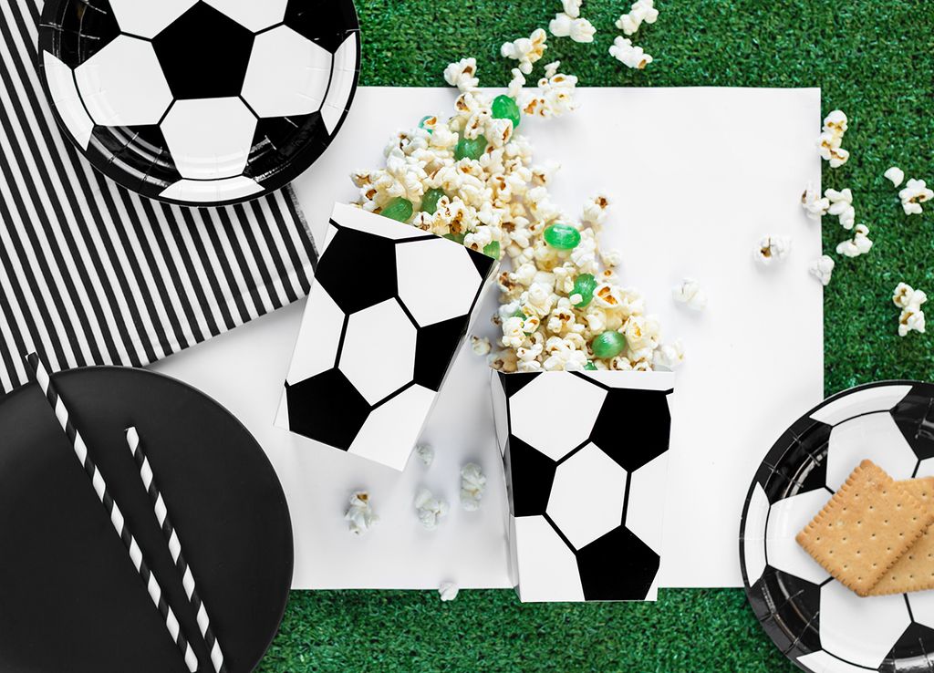 Popcorntüten Fußball 7x7x12,5 cm 6er Set schwarz weiß Produktbild 2
