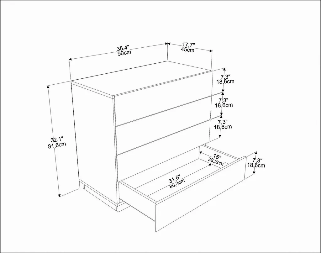 Buffet Bas et Commode de Rangement Blanche 90cm Skye Decor Lines - 5