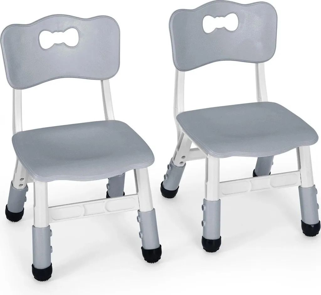Lot de 2 chaises enfants ergonomiques et réglables, mobilier robuste gris