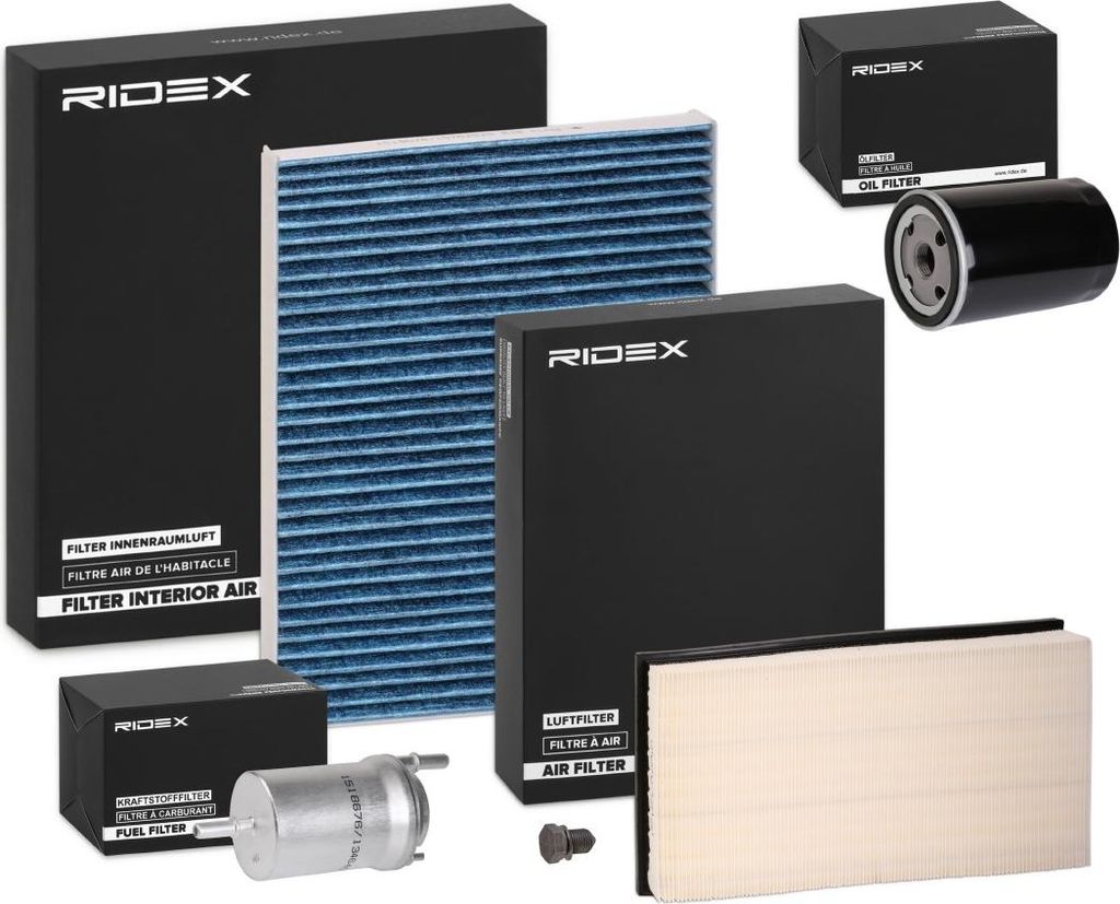 RIDEX Filterset Inspektionspaket Filtersatz für VW Golf IV Schrägheck (1J1) Golf V Schrägheck (1K1) New Beetle Schrägheck (9C1, 1C1) New Beetle...