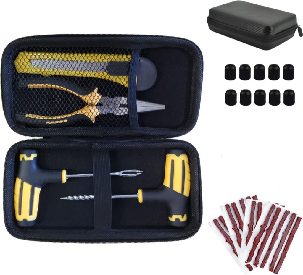 Yolistar Reifen Reparaturset 36 TLG Profi Reifen Flickzeug mit Vulkanisier Streifen Handschuhe Zubehör für Autos Fahrräder Motorräder Traktoren...