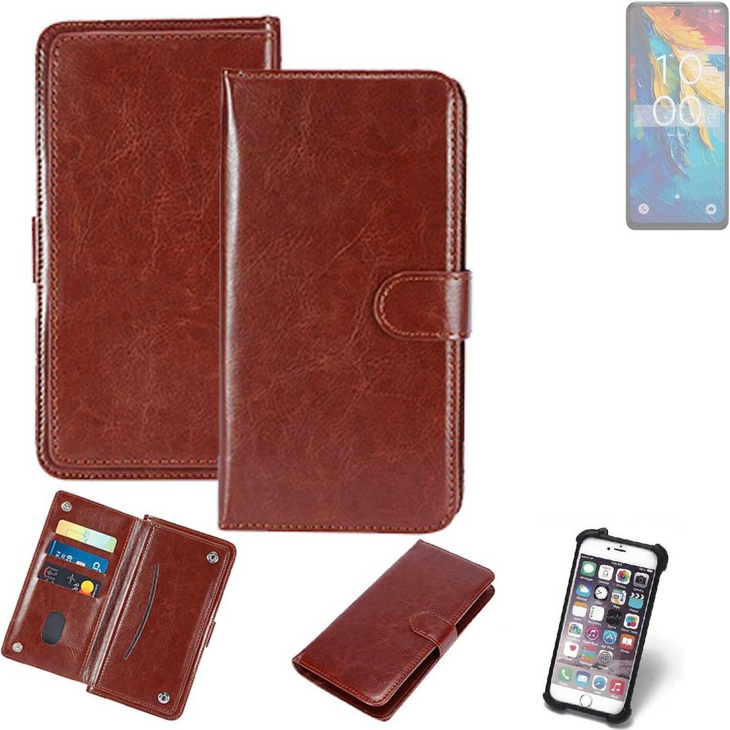 K-S-Trade 360° Hülle kompatibel mit TCL 50 Pro NXTPAPER 5G braun Kunstleder Case BookCase WalletCase Kunstlederederhülle Handyhülle, Rundumschutz