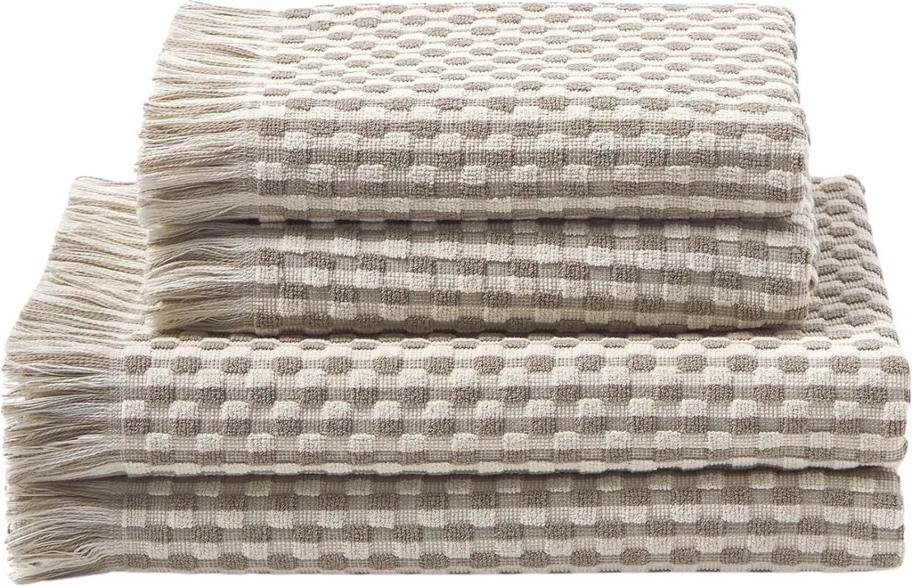 Set Asciugamani Westwing Juniper 100% Cotone | 600g/m² Bianco Marrone - 2