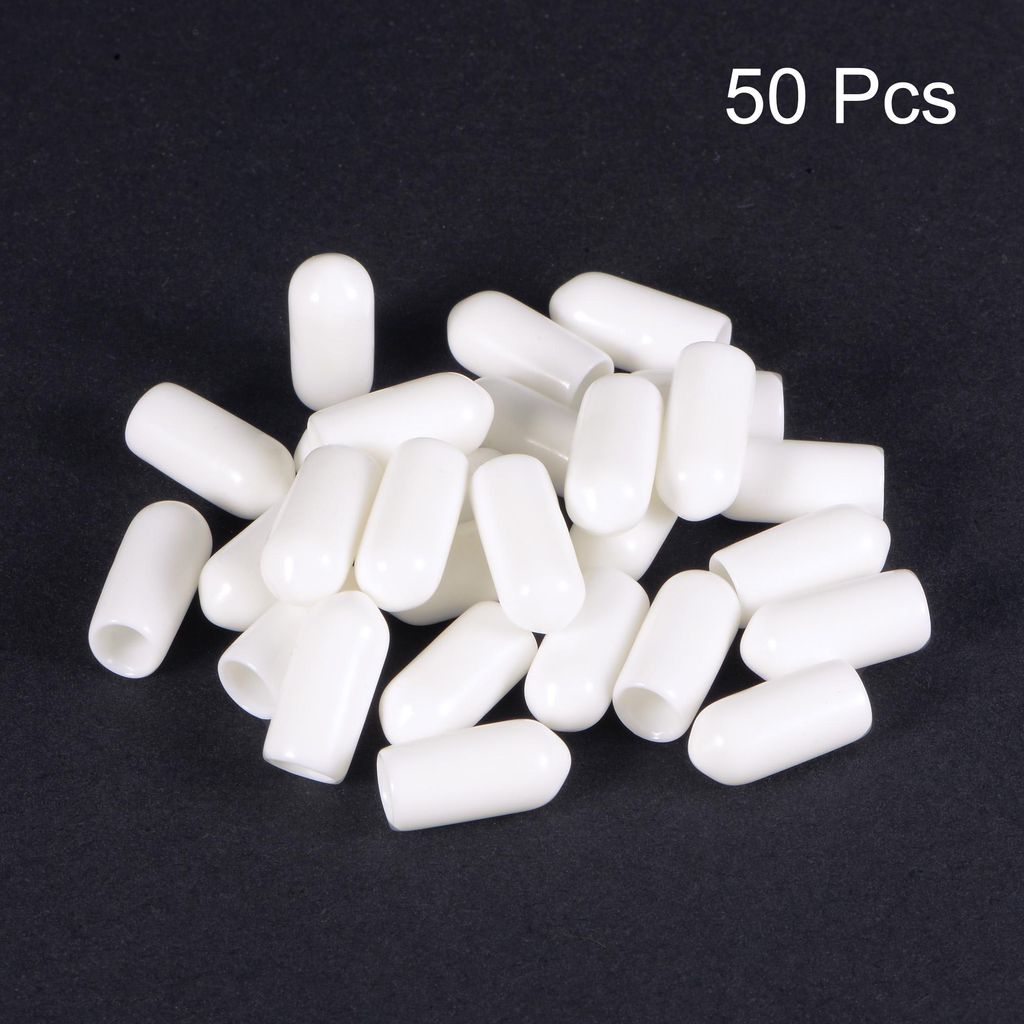 50Stk. Runde Gummi Endkappen 5mm Vinyl Abdeckung Schraube Gewinde Wei?
