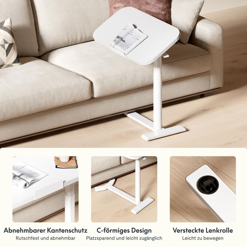 Tavolino A C Regolabile In Altezza Per Divano O Letto – Struttura In Acciaio E Legno, Carico Max 45 Kg