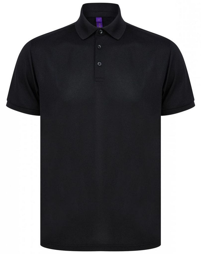 Henbury - Poloshirt für Herren, Recyceltes Polyester LT5001 (XXL) (Schwarz)