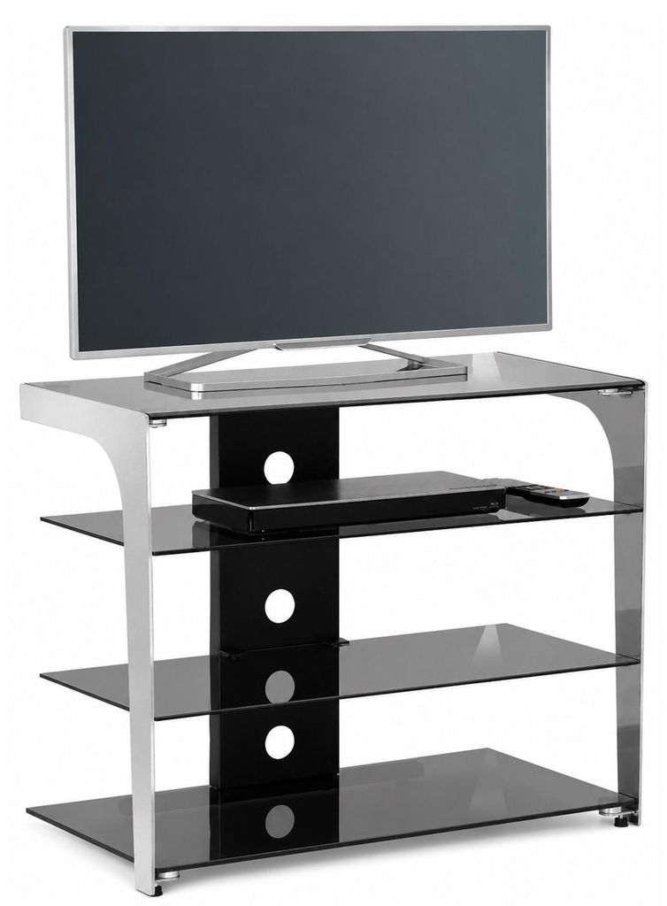 TV- & HiFi-Rack 1629 Rauchglas – Medienrack mit ESG-Sicherheitsglas, Chromgestell & Kabelmanagement 80 x 65,8 x 40 cm