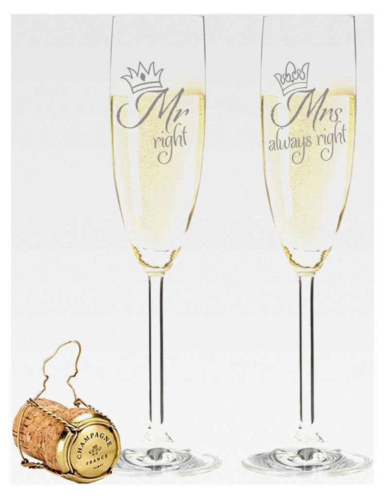 Leonardo Sektgläser Mr. Right & Mrs. Always Right - Sektgläser für die Hochzeit - Geschenke für das Brautpaar - Originelle Geschenkidee