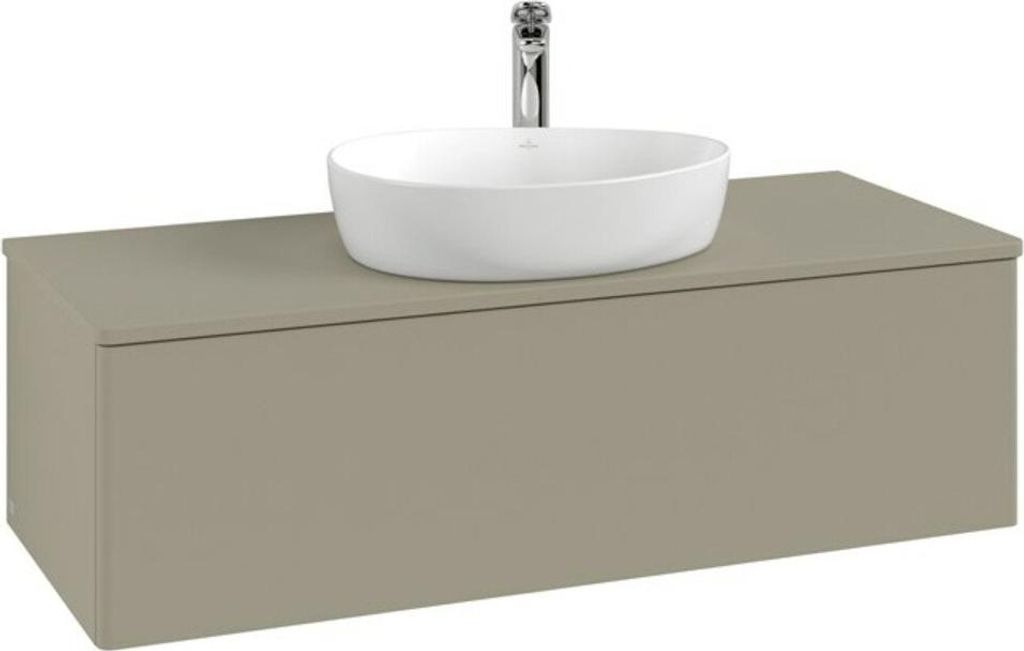 V&B Waschtischunterschrank ohne Frontstruktur, mit Beleuchtung Antao 120x36x50cm, HL, WBP Lac, glo wh. Lac