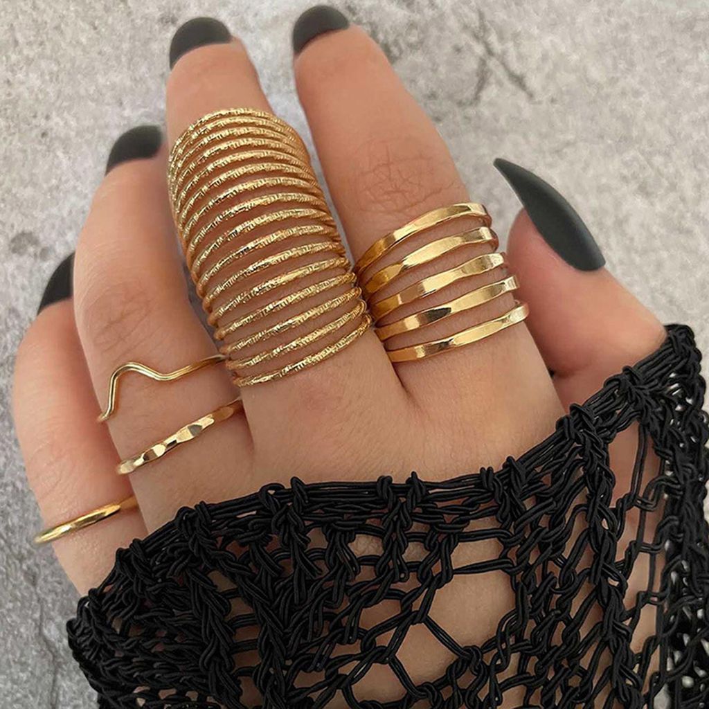 5Pcs Frauen Knuckle Ringe Multi Kreise Einfache Einstellbare Elastizität Finger Ringe Schmuck Zubehör