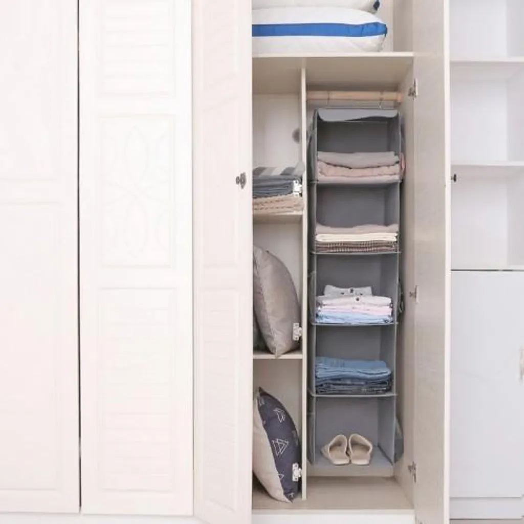 Rangement suspendu 5 compartiments robustes et pliables pour armoire - 4