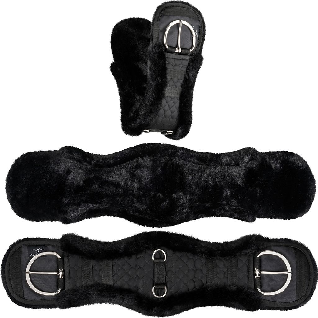 Equinate Westerngurt Classical anatomisch mit synthetischem Lammfell 65cm - 26" Schwarz