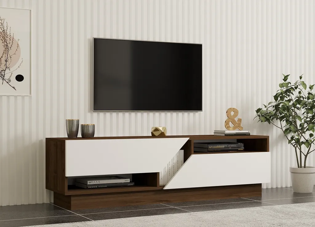 Meuble TV de Salon 160cm Koza Skye Decor, Idéal pour Grand Écran TV