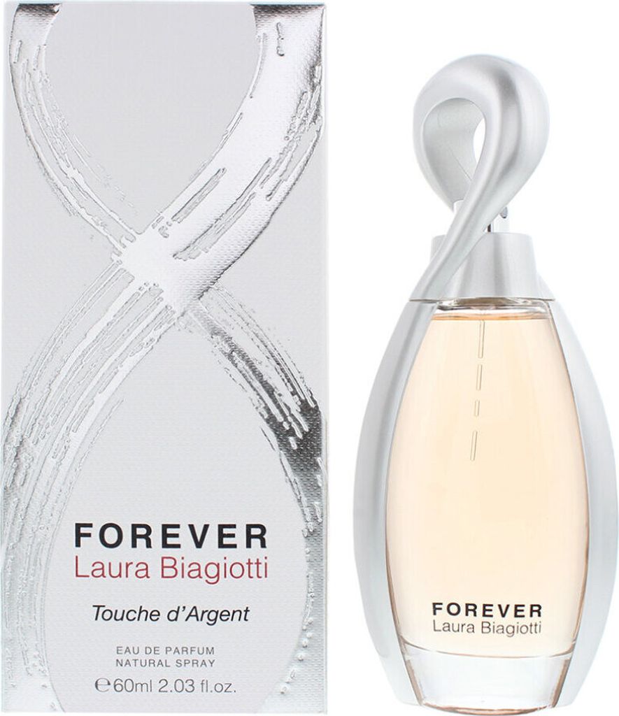 A perfume bottle and its packaging are displayed side-by-side against a white background.