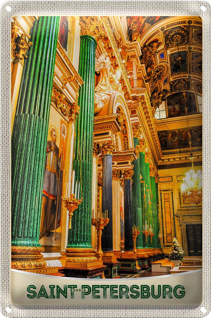 Blechschild Reise 18x12cm Saint Petersburg Kirche Jade Säulen Schild