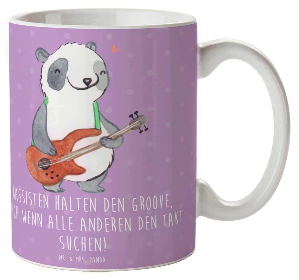 Mr. & Mrs. Panda Tasse Bassgitarre Groove - Lavendeltraum - Geschenk, Kaffeebecher, Becher, Instrument, Trinkbecher, Bassist, Musik, Lernen, Musike...
