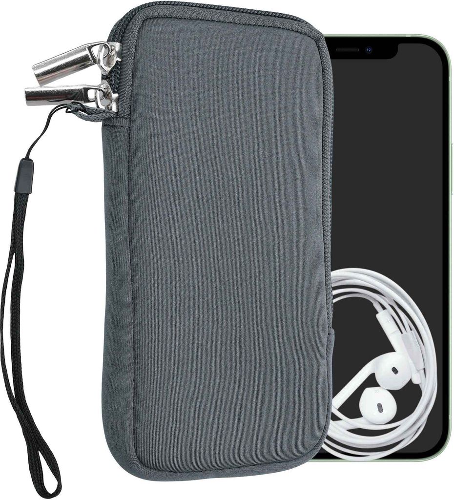kwmobile Handytasche für Smartphones XL - 6,7/6,8" - Neopren Handy Hülle Grau - Handy Tasche 17,2 x 8,4 cm Innenmaße