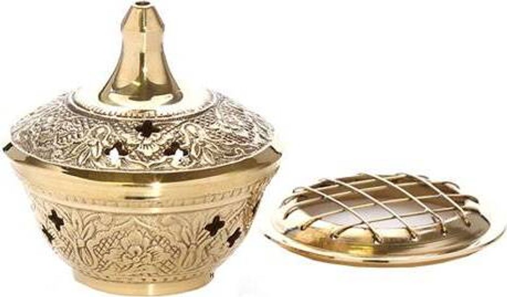 Räucherschale Messing Rauchgefäß Duftstäbchen Gitter Deko Esoterik Gold Neu 1540