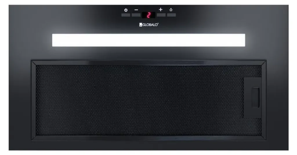 Hotte de cuisine encastrable noire pour évacuation d'air Globalo 80.2