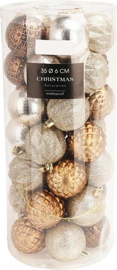 Deko-Weihnachtskugeln aus Kunststoff 6 cm – 35er Set in Amber