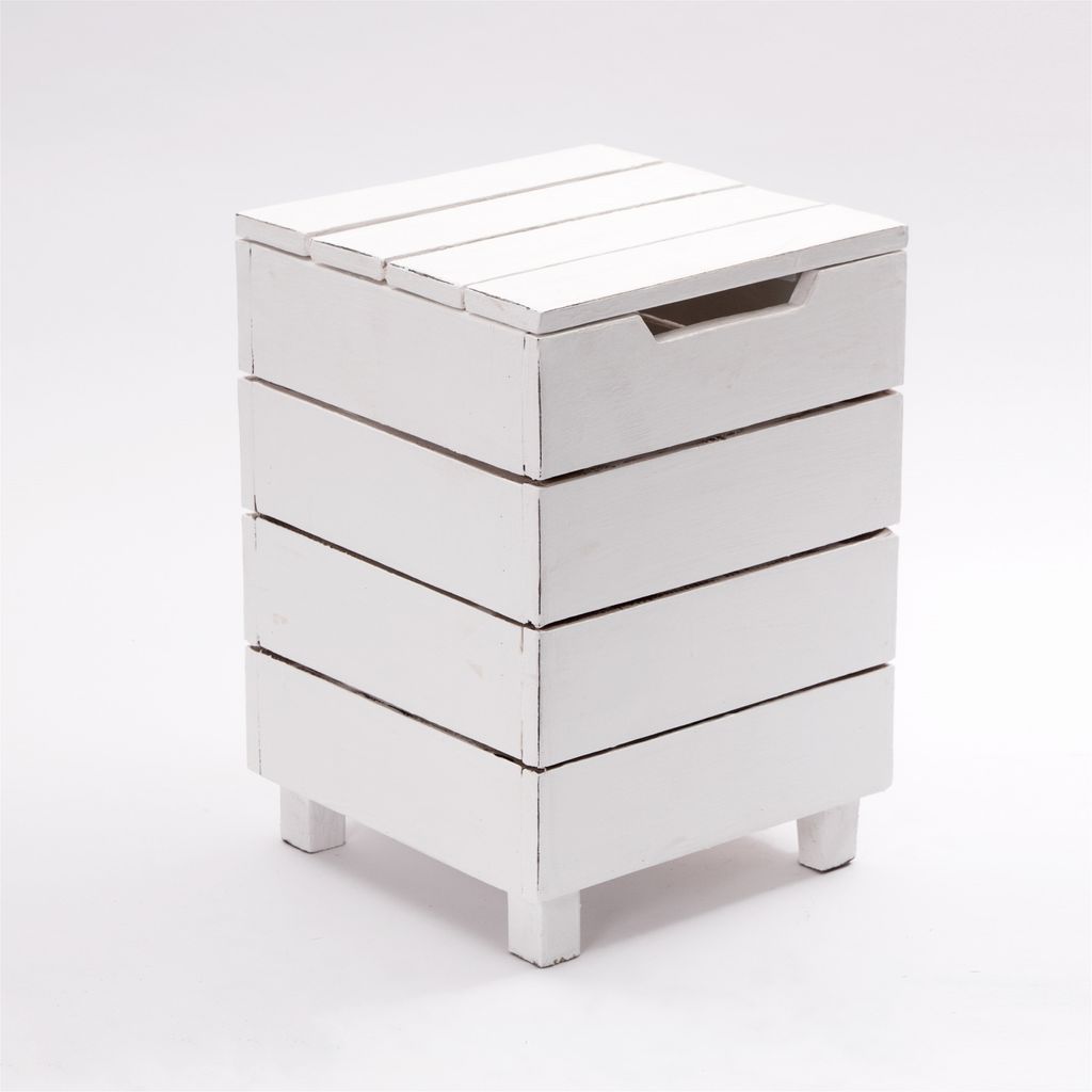 HOCKER "STORAGE 50" | 50x35cm (HxB), Altholz | Wäschebox | Farbe: 06 weiß-landhaus
