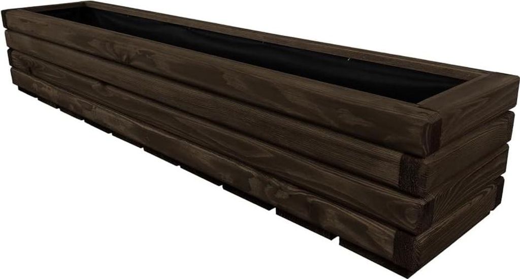 HolzGarden Pflanzkübel Holz Rechteckig 118x25x25 cm Imprägniert Farbe Palisander Wetterfest Blumenkasten Blumentopf Balkon Garten Pflanzkasten 43l