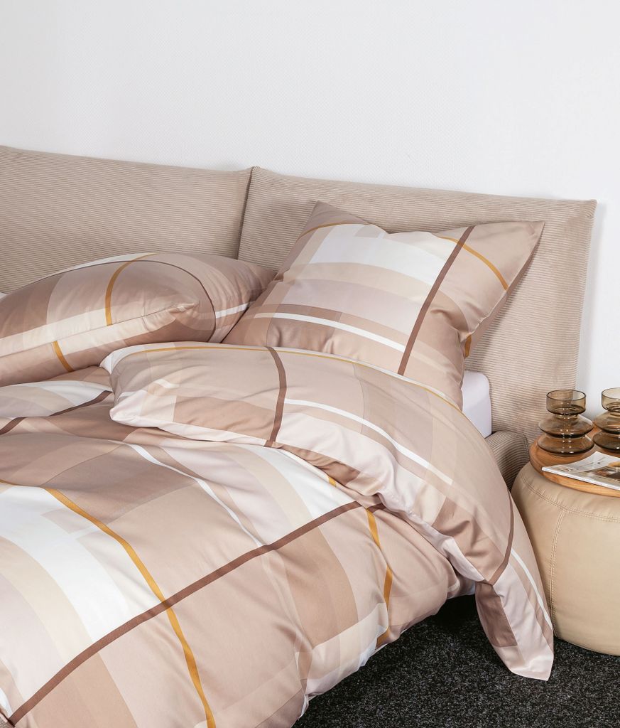 Janine Design Mako-Satin Bettwäsche-Garnitur moments 98106 Farbe walnuss sand Größe 240x220+2x80x80 cm