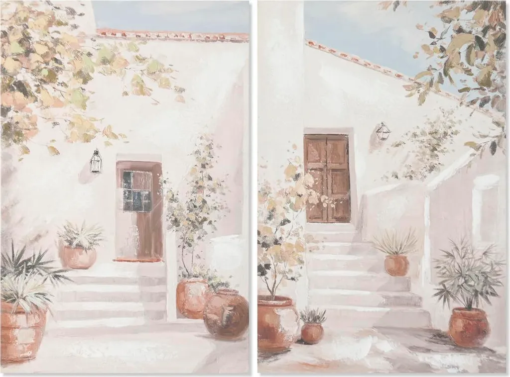 Décoration Murale Tableau Home ESPRIT Style Cottage Vert et Blanc 2 Unités
