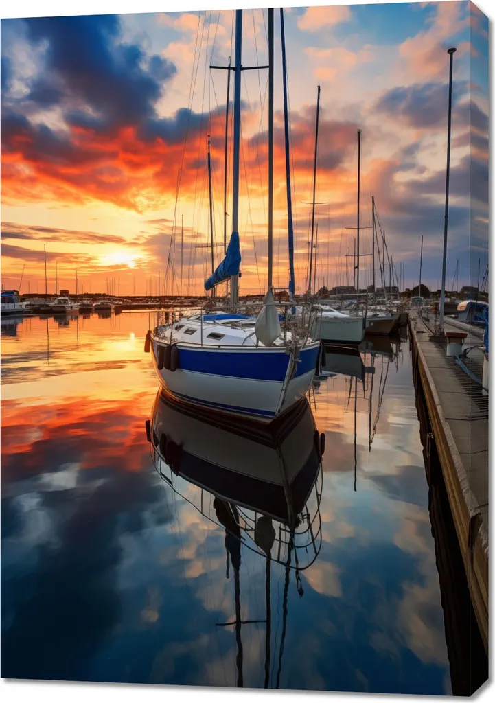 Poster coucher de soleil marina 70x100 cm pour habiller mur nu